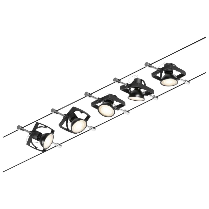 Paulmann 94434 - Σετ 5xGU5,3/10W Σποτ για σύστημα καλωδίων MAC 230V μαύρο