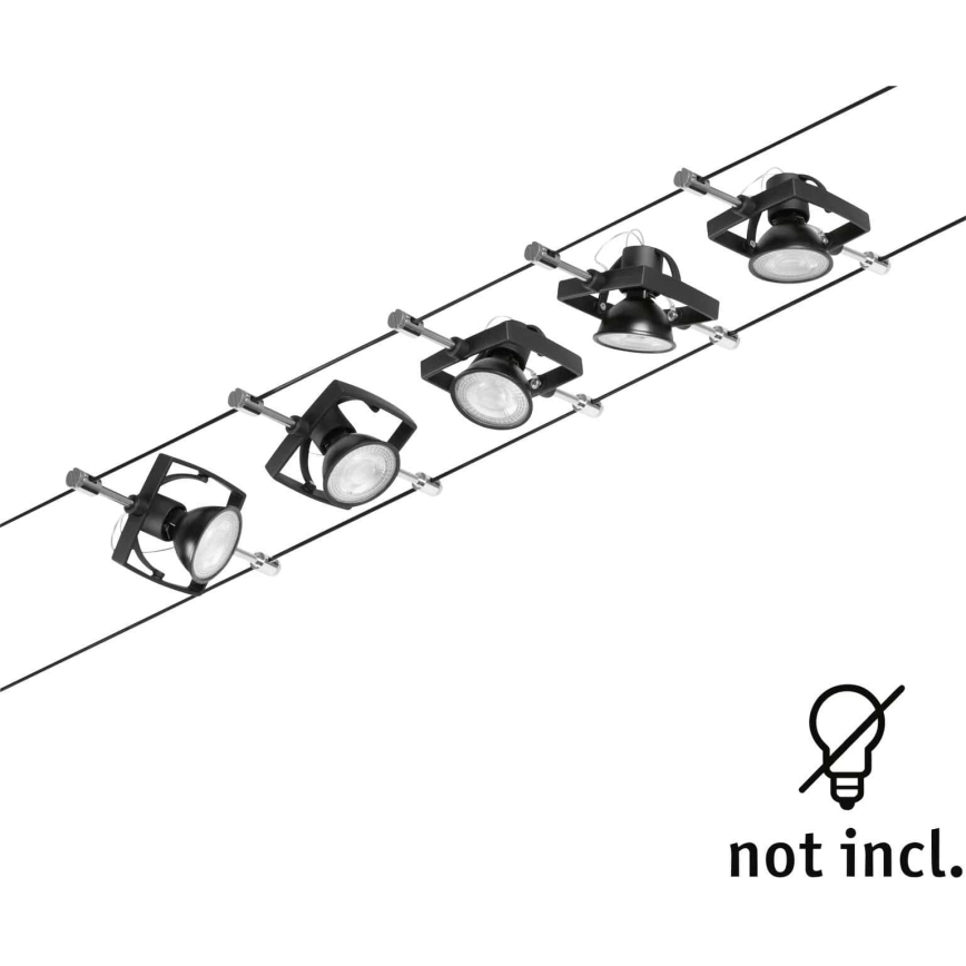 Paulmann 94434 - Σετ 5xGU5,3/10W Σποτ για σύστημα καλωδίων MAC 230V μαύρο