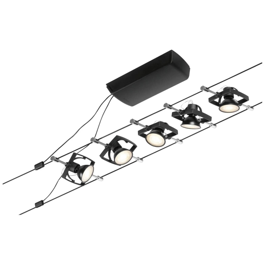 Paulmann 94434 - ΣΕΤ 5xGU5,3/10W Φωτιστικό σποτ για a string system MAC 230V μαύρο