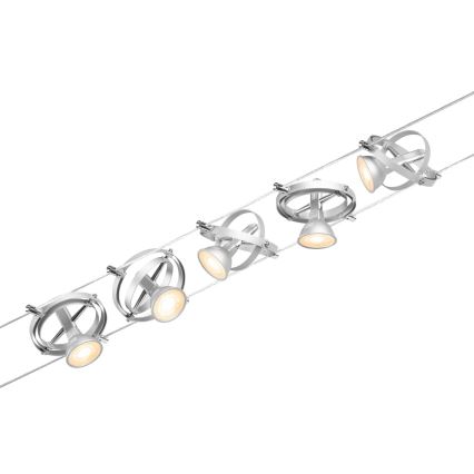 Paulmann 94436 - ΣΕΤ 5xGU5,3/10W Σποτ για σύστημα καλωδίων CARDAN 230V ματ χρώμιο