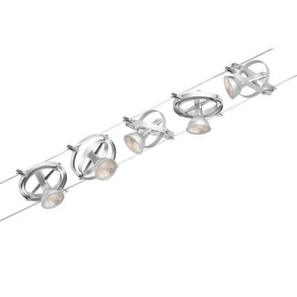 Paulmann 94436 - ΣΕΤ 5xGU5,3/10W Ολοκληρωμένο σύστημα ανάρτησης CARDAN 230V ματ χρώμιο