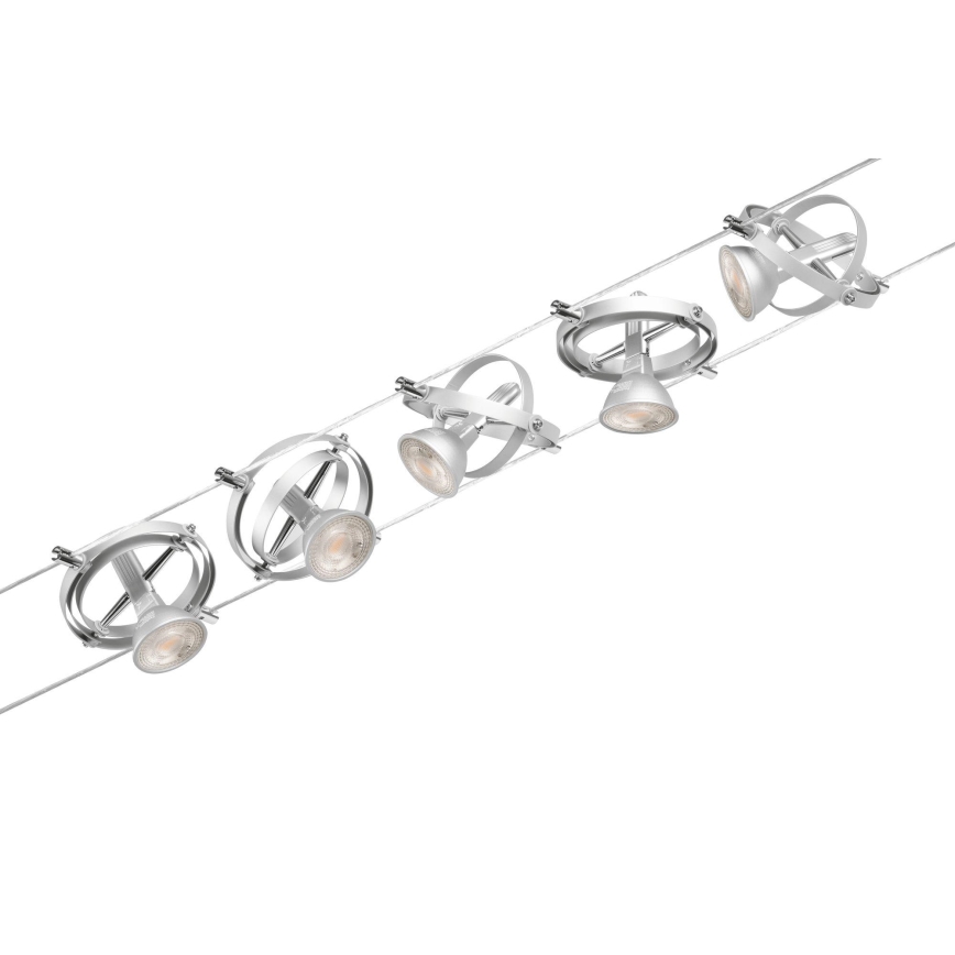 Paulmann 94436 - ΣΕΤ 5xGU5,3/10W Ολοκληρωμένο σύστημα ανάρτησης CARDAN 230V ματ χρώμιο