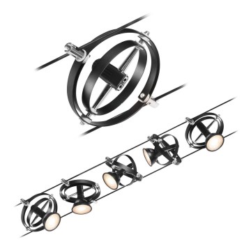 Paulmann 94440 - Σετ 5xGU5,3/10W, Πλήρες σύστημα με καλώδιο CARDAN 230V, μαύρο