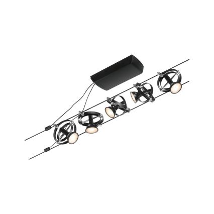 Paulmann 94440 - Σετ 5xGU5,3/10W, Πλήρες σύστημα με καλώδιο CARDAN 230V, μαύρο