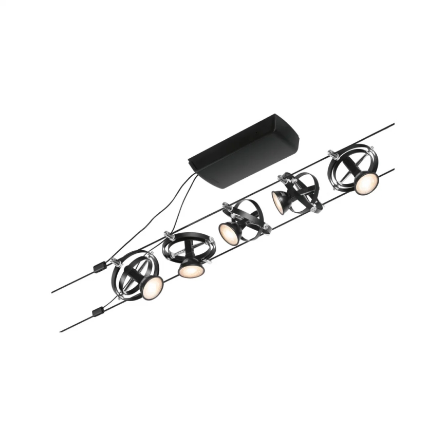 Paulmann 94440 - Σετ 5xGU5,3/10W, Πλήρες σύστημα με καλώδιο CARDAN 230V, μαύρο