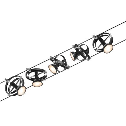 Paulmann 94440 - Σετ 5xGU5,3/10W, Πλήρες σύστημα με καλώδιο CARDAN 230V, μαύρο