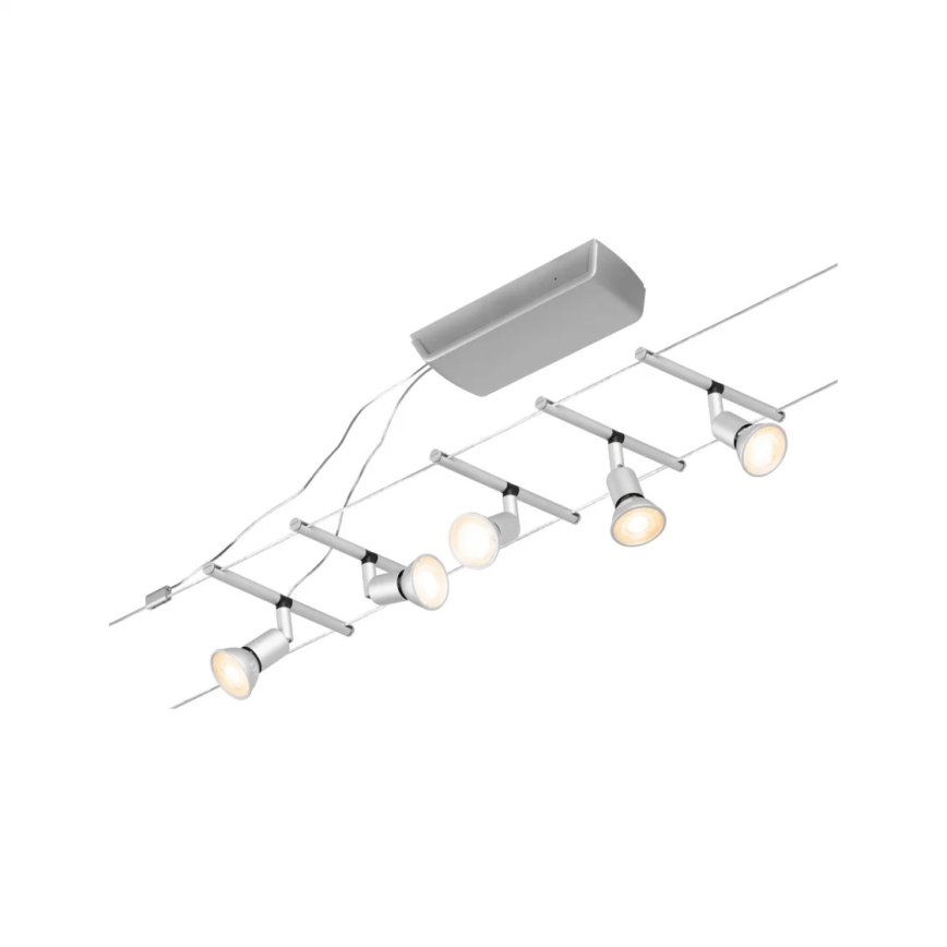 Paulmann 94442 - Σετ 5xGU5,3/10W Ολοκληρωμένο σύστημα φωτισμού με καλώδιο SALT 230V, ματ χρώμιο