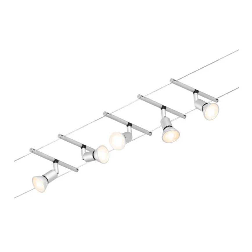 Paulmann 94442 - Σετ 5xGU5,3/10W Ολοκληρωμένο σύστημα φωτισμού με καλώδιο SALT 230V, ματ χρώμιο
