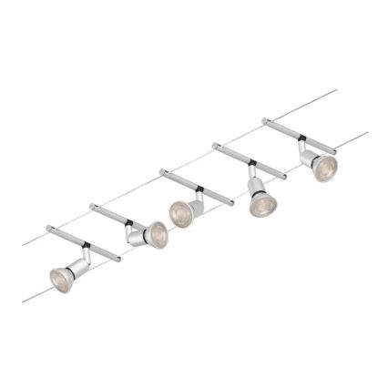 Paulmann 94442 - Σετ 5xGU5,3/10W Ολοκληρωμένο σύστημα φωτισμού με καλώδιο SALT 230V, ματ χρώμιο