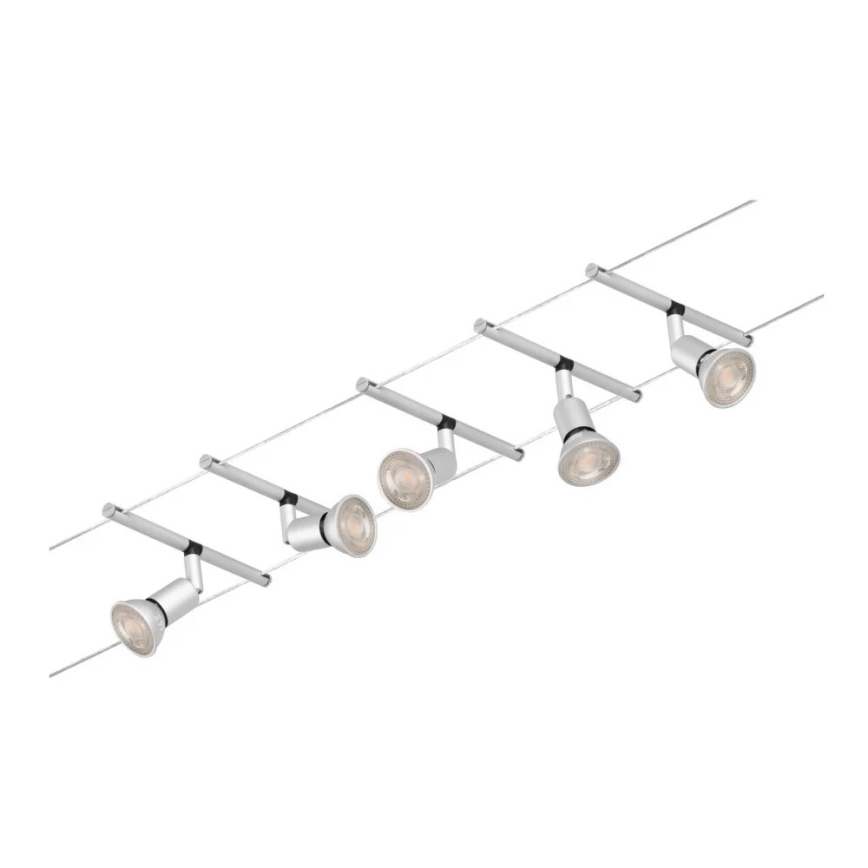 Paulmann 94442 - Σετ 5xGU5,3/10W Ολοκληρωμένο σύστημα φωτισμού με καλώδιο SALT 230V, ματ χρώμιο
