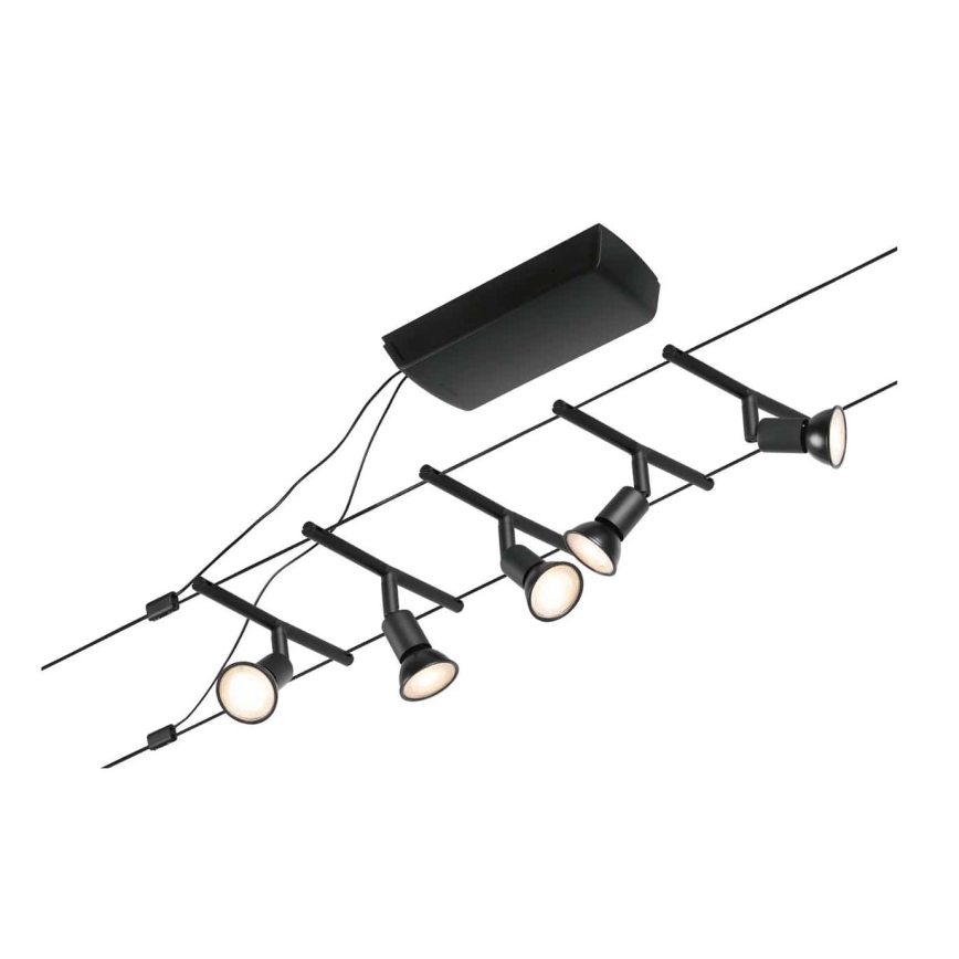 Paulmann 94446 - Σετ 5xGU5,3/10W Ολοκληρωμένο καλωδιακό σύστημα SALT 230V μαύρο