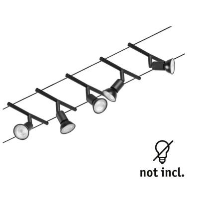 Paulmann 94446 - Σετ 5xGU5,3/10W Ολοκληρωμένο καλωδιακό σύστημα SALT 230V μαύρο