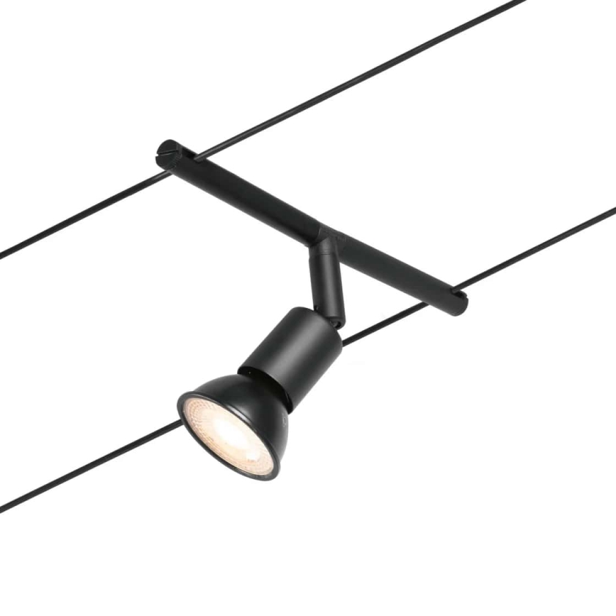 Paulmann 94446 - Σετ 5xGU5,3/10W Ολοκληρωμένο καλωδιακό σύστημα SALT 230V μαύρο