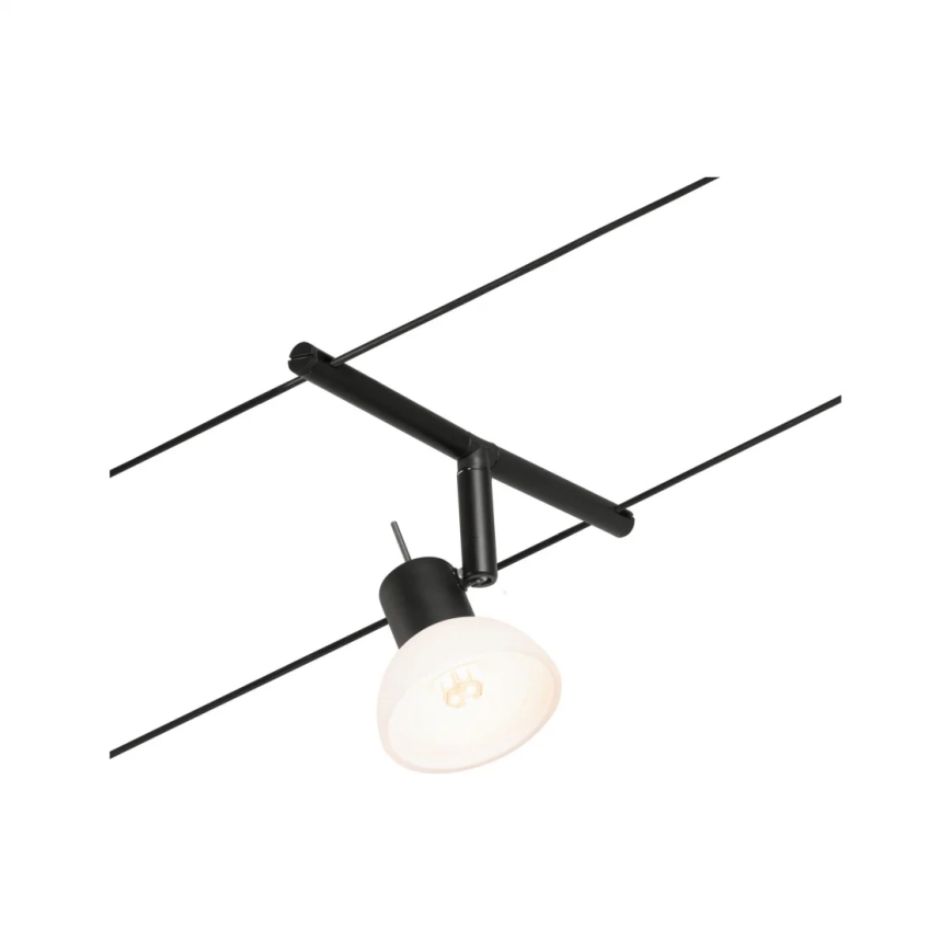 Paulmann 94450 - Σετ 5xGU5,3/10W Ολοκληρωμένο σύστημα φωτισμού με συρματόσχοινο SHEELA 230V μαύρο