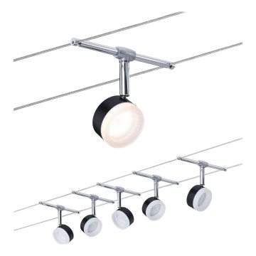 Paulmann 94457 - Σετ 5xLED/4W Πλήρες σύστημα καλωδίου CLEAR 230V μαύρο/γυαλιστερό χρώμιο