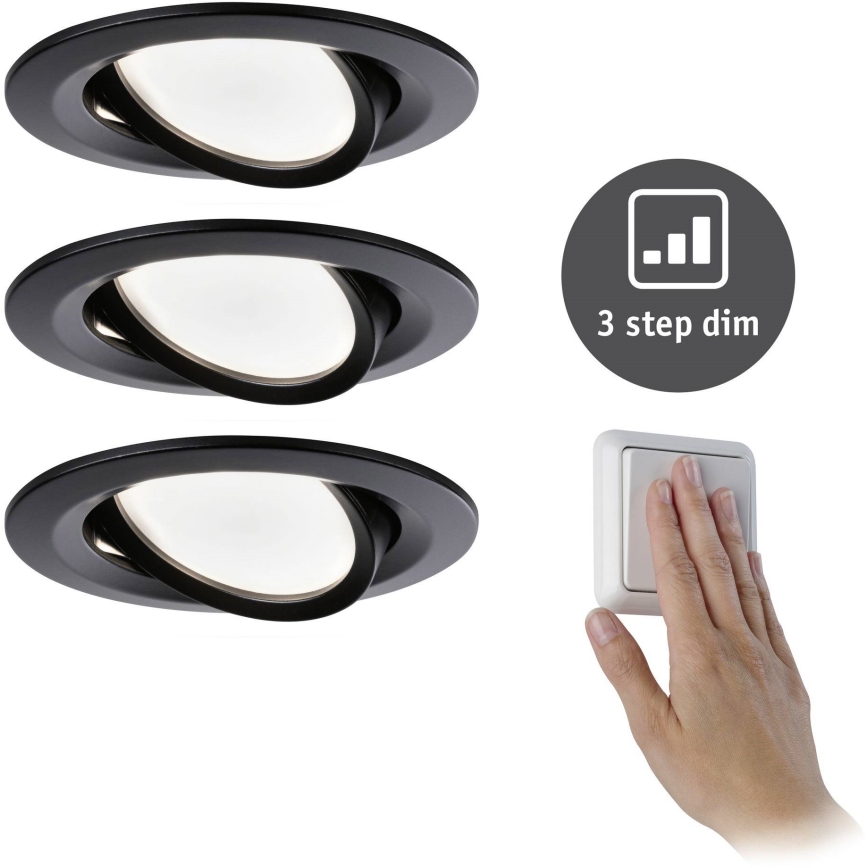 Paulmann 94472 - ΣΕΤ 3xLED/6W IP23 Dimmable χωνευτά φωτιστικά μπάνιου NOVA 230V