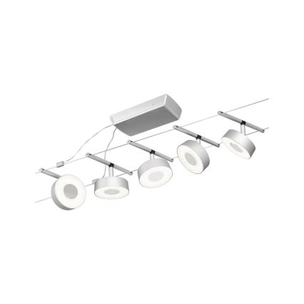 Paulmann 94475 - Σετ 5xLED/5W Ολοκληρωμένο σύστημα καλωδιακής ανάρτησης CIRCLE 230V ματ χρώμιο
