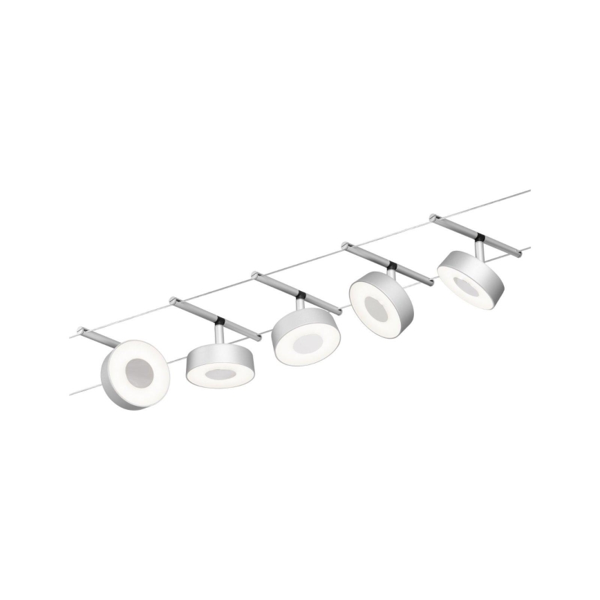 Paulmann 94475 - Σετ 5xLED/5W Ολοκληρωμένο σύστημα καλωδιακής ανάρτησης CIRCLE 230V ματ χρώμιο