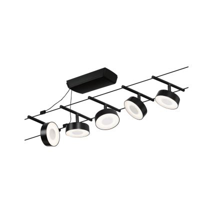 Paulmann 94479 - Σετ 5xLED/5W Ολοκληρωμένο καλωδιακό σύστημα φωτισμού CIRCLE 230V μαύρο