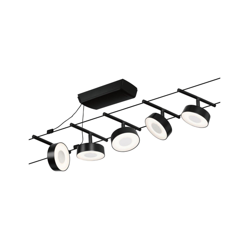 Paulmann 94479 - Σετ 5xLED/5W Ολοκληρωμένο καλωδιακό σύστημα φωτισμού CIRCLE 230V μαύρο