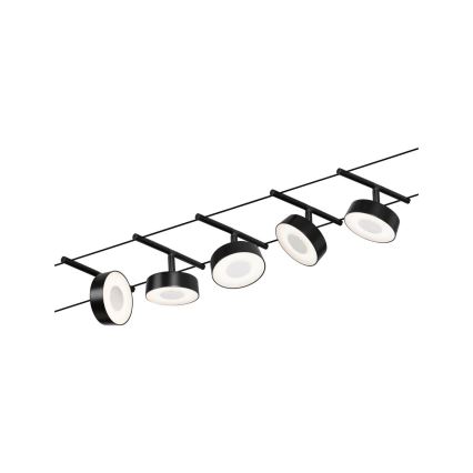 Paulmann 94479 - Σετ 5xLED/5W Ολοκληρωμένο καλωδιακό σύστημα φωτισμού CIRCLE 230V μαύρο