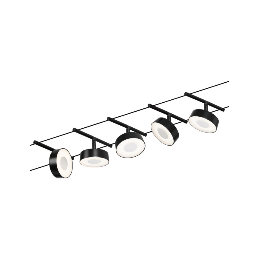 Paulmann 94479 - Σετ 5xLED/5W Ολοκληρωμένο καλωδιακό σύστημα φωτισμού CIRCLE 230V μαύρο