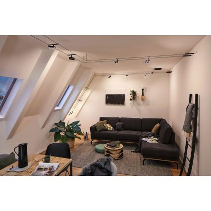 Paulmann 94485 - Σετ 5xLED/4,8W Πλήρες συρματόσχοινο σύστημα FRAME 230V μαύρο