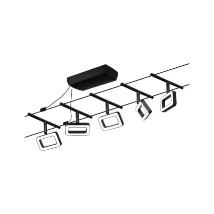 Paulmann 94485 - Σετ 5xLED/4,8W Πλήρες συρματόσχοινο σύστημα FRAME 230V μαύρο