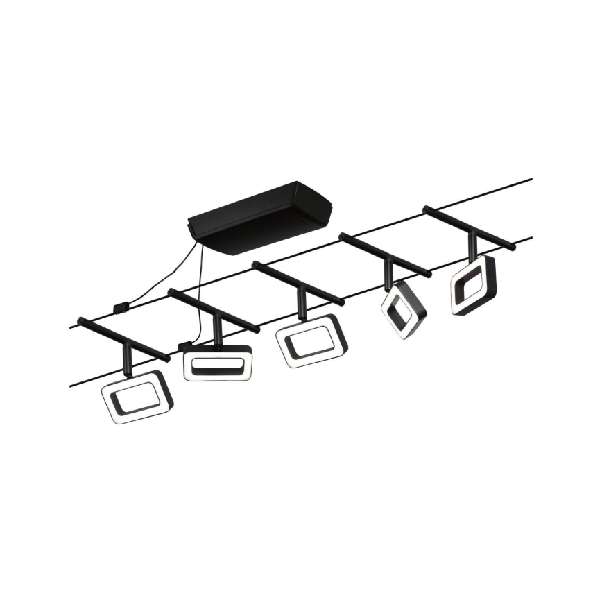 Paulmann 94485 - Σετ 5xLED/4,8W Πλήρες συρματόσχοινο σύστημα FRAME 230V μαύρο