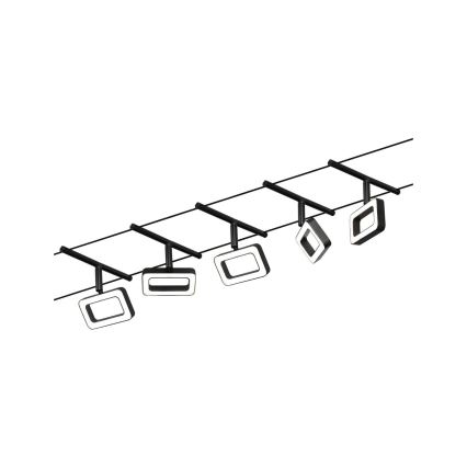Paulmann 94485 - Σετ 5xLED/4,8W Πλήρες συρματόσχοινο σύστημα FRAME 230V μαύρο