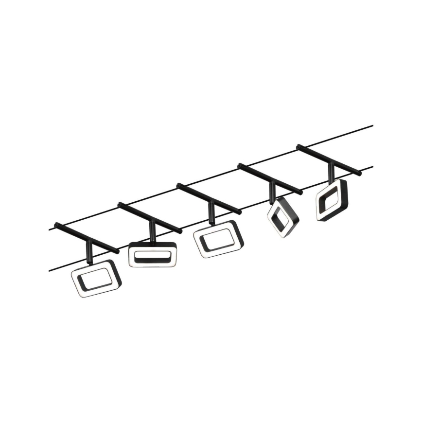 Paulmann 94485 - Σετ 5xLED/4,8W Πλήρες συρματόσχοινο σύστημα FRAME 230V μαύρο