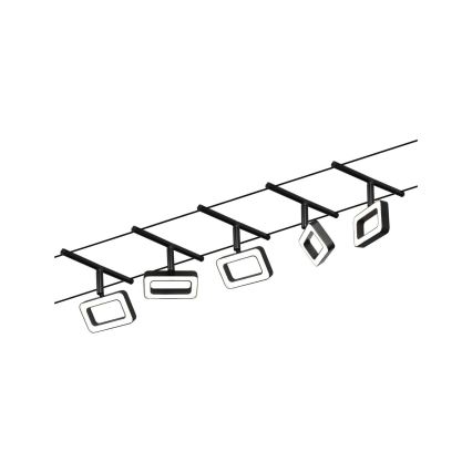 Paulmann 94485 - Σετ 5xLED/4,8W Πλήρες συρματόσχοινο σύστημα FRAME 230V μαύρο