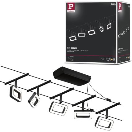 Paulmann 94485 - Σετ 5xLED/4,8W Πλήρες συρματόσχοινο σύστημα FRAME 230V μαύρο