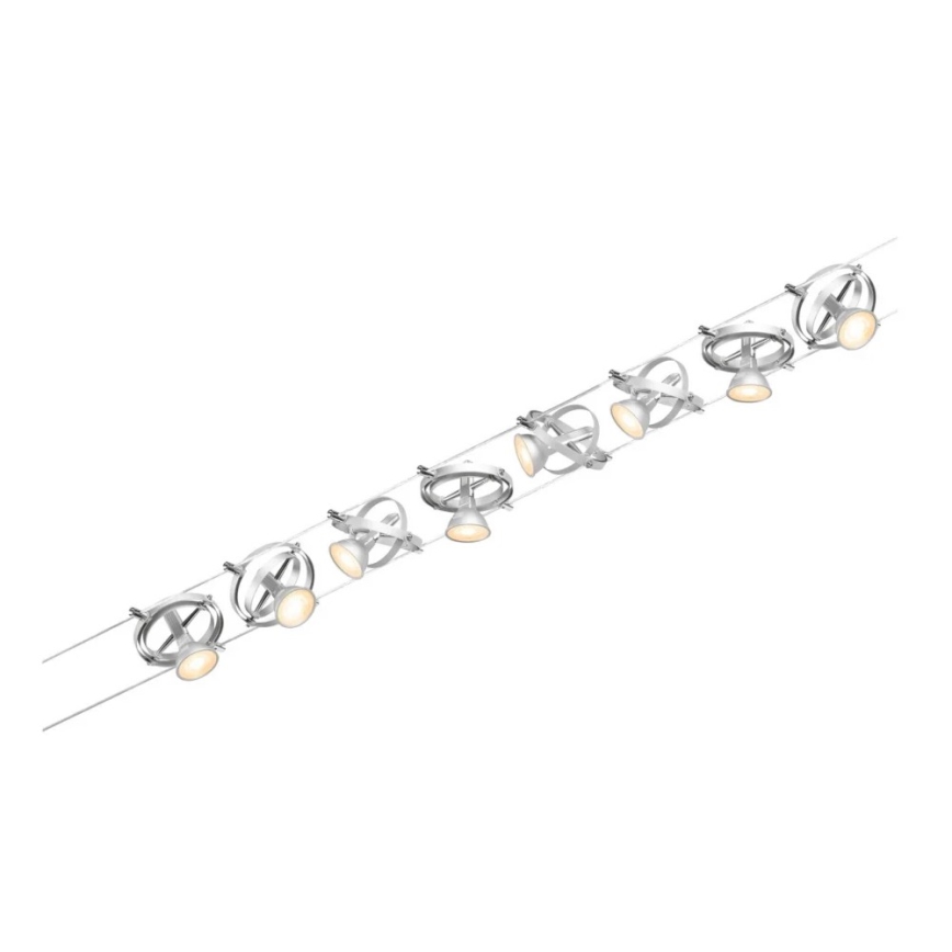Paulmann 94490 - Σετ 8xGU5,3/7,5W Σποτ για σύστημα καλωδίων CARDAN 230V ματ χρώμιο