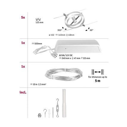 Paulmann 94490 - ΣΕΤ 8xGU5,3/7,5W Σποτ για σύστημα ράγας CARDAN 230V ματ χρώμιο