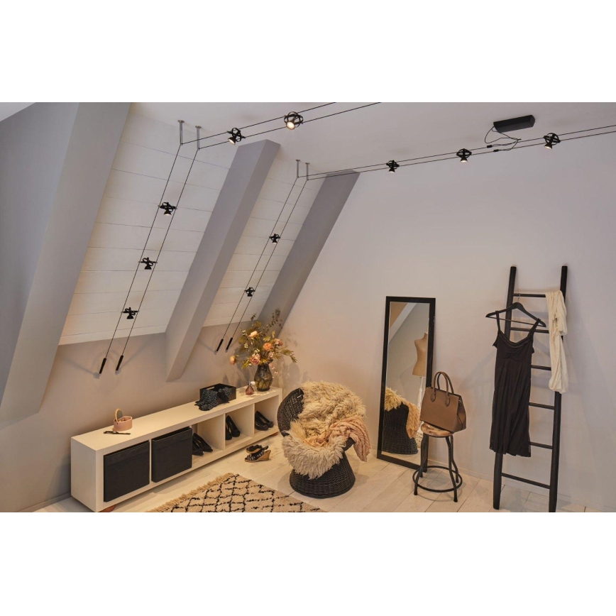 Paulmann 94494 - ΣΕΤ 8xGU5,3/7,5W Σποτ για σύστημα καλωδίων CARDAN 230V μαύρο