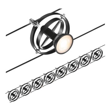 Paulmann 94494 - ΣΕΤ 8xGU5,3/7,5W Σποτ για σύστημα καλωδίων CARDAN 230V μαύρο