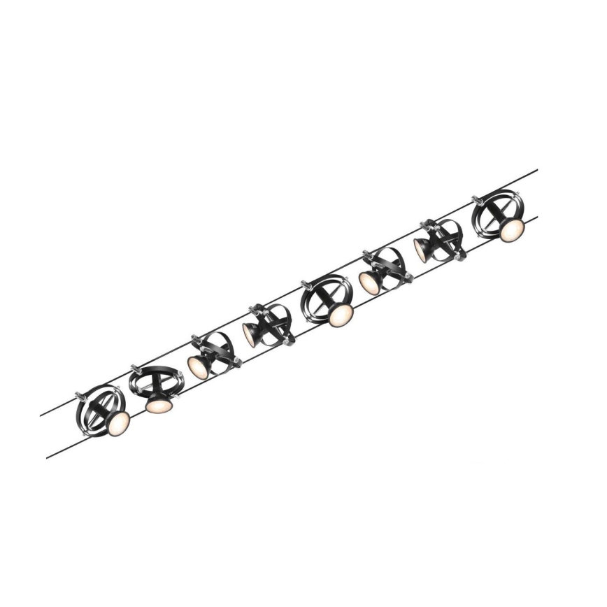 Paulmann 94494 - ΣΕΤ 8xGU5,3/7,5W Σποτ για σύστημα καλωδίων CARDAN 230V μαύρο