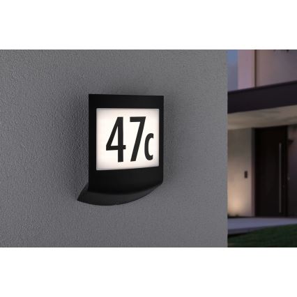 Paulmann 94513 - RGBW LED/8,2W IP44 Ρυθμιζόμενη φωτιζόμενη πινακίδα αριθμού κατοικίας με αισθητήρα κίνησης και σούρουπου PADEA 230V ανθρακί