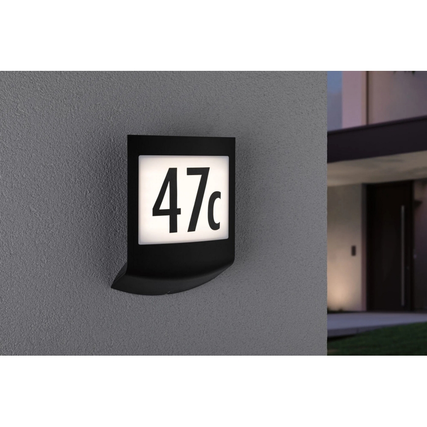 Paulmann 94513 - RGBW LED/8,2W IP44 Ρυθμιζόμενη φωτιζόμενη πινακίδα αριθμού κατοικίας με αισθητήρα κίνησης και σούρουπου PADEA 230V ανθρακί