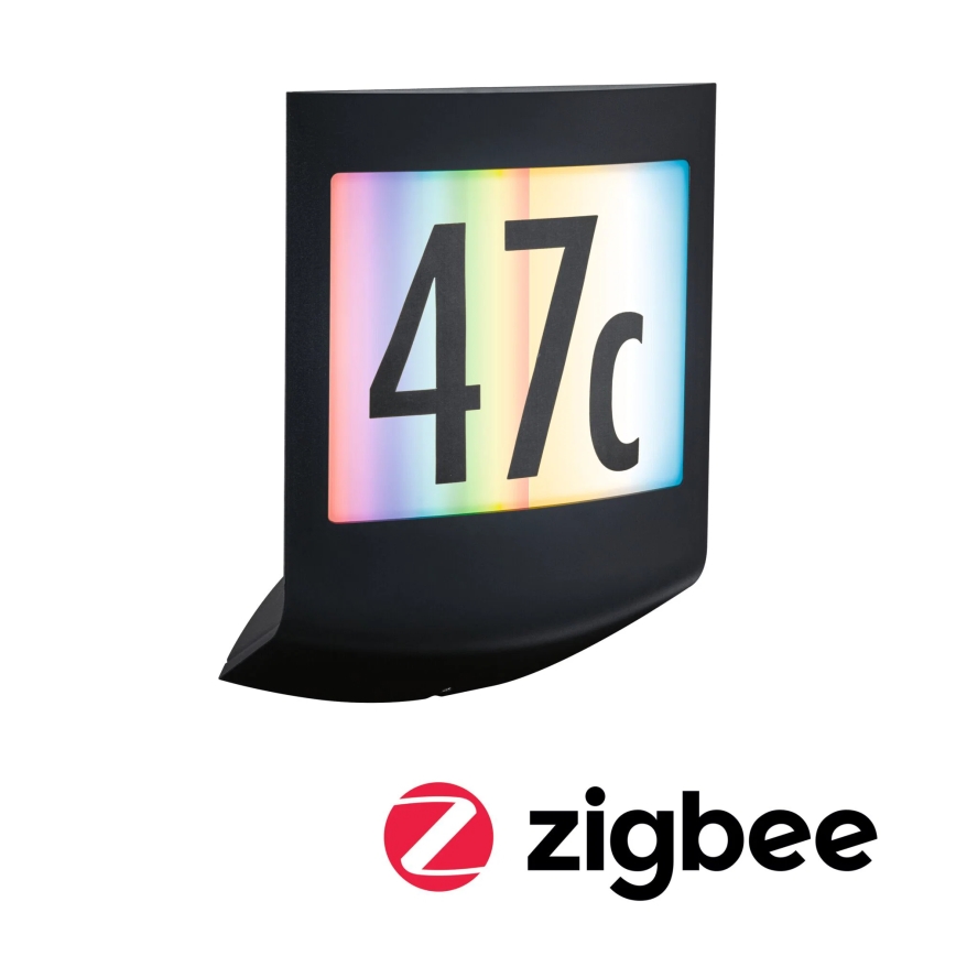 Paulmann 94513 - RGBW LED/8,2W IP44 Ρυθμιζόμενη φωτιζόμενη πινακίδα αριθμού κατοικίας με αισθητήρα κίνησης και σούρουπου PADEA 230V ανθρακί