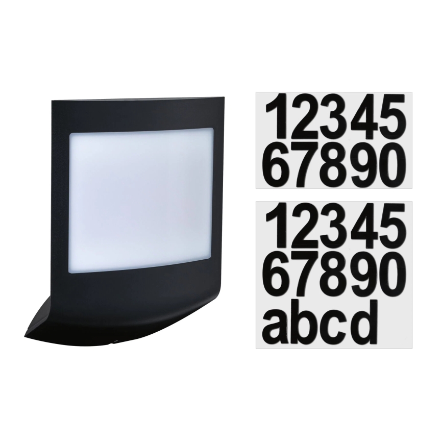 Paulmann 94513 - RGBW LED/8,2W IP44 Ρυθμιζόμενη φωτιζόμενη πινακίδα αριθμού κατοικίας με αισθητήρα κίνησης και σούρουπου PADEA 230V ανθρακί
