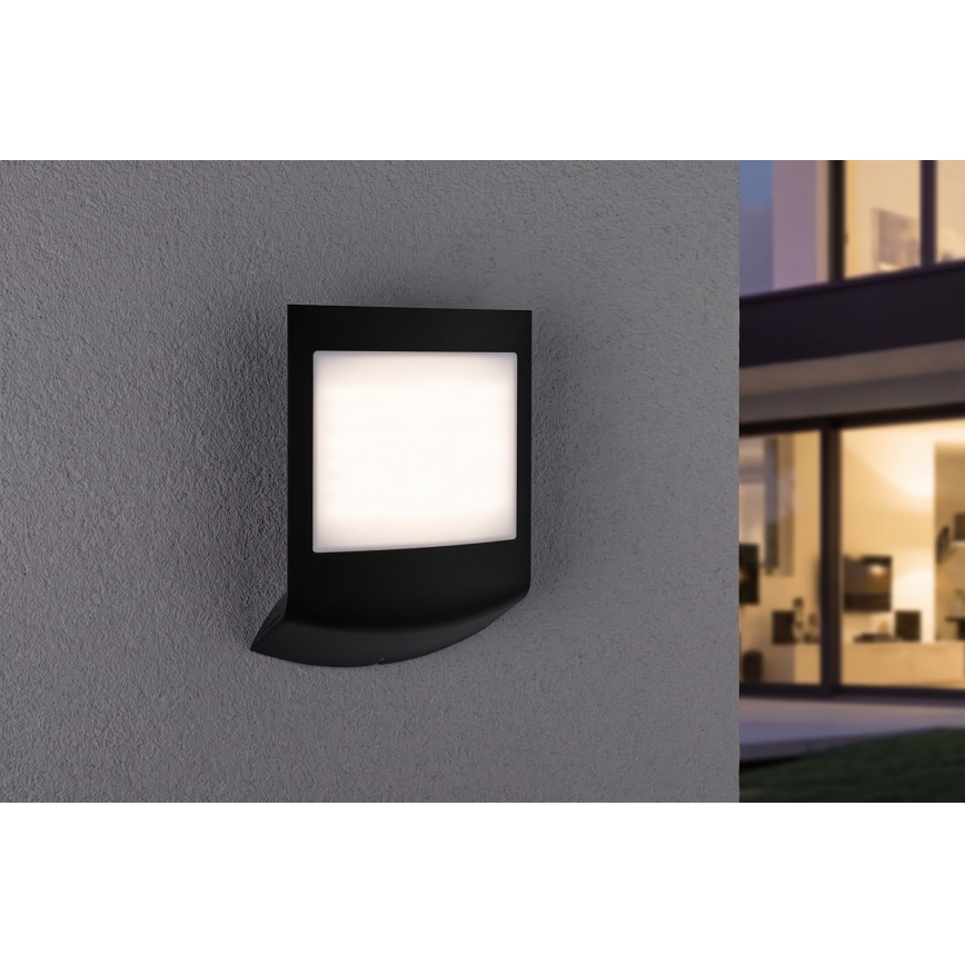 Paulmann 94513 - RGBW LED/8,2W IP44 Ρυθμιζόμενο εξωτερικό επιτοίχιο φωτιστικό με αισθητήρα κίνησης και λυκόφωτος PADEA 230V ανθρακί