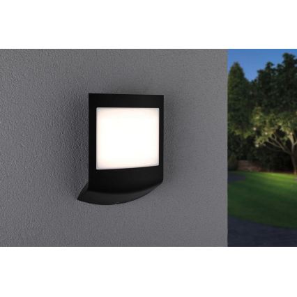 Paulmann 94513 - RGBW LED/8,2W IP44 Ρυθμιζόμενο εξωτερικό επιτοίχιο φωτιστικό με αισθητήρα κίνησης και λυκόφωτος PADEA 230V ανθρακί