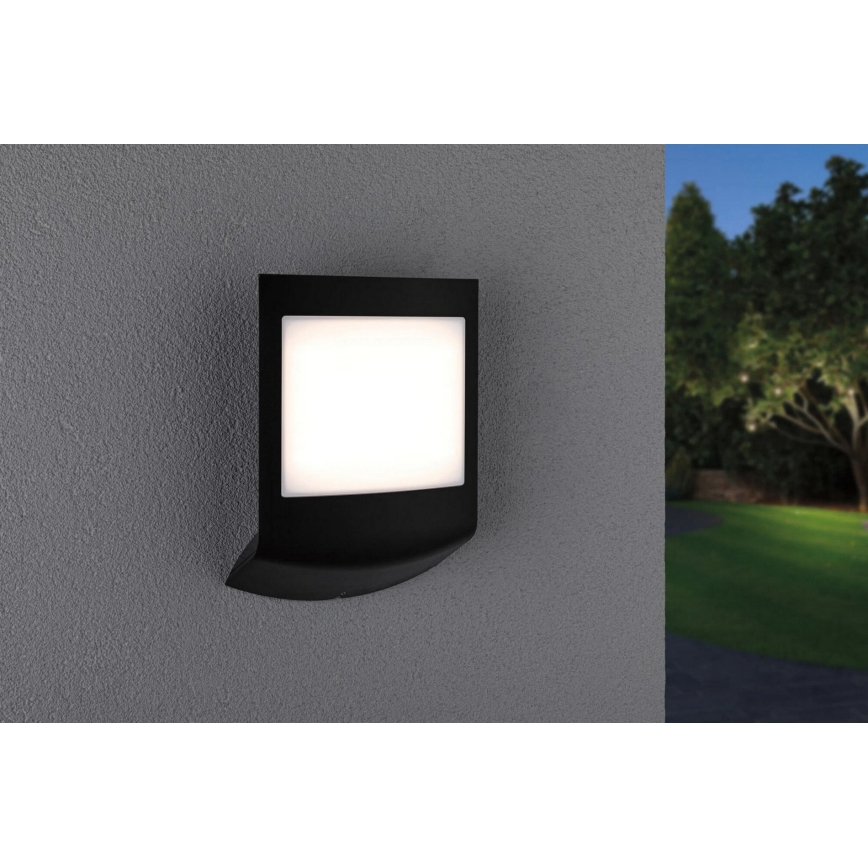 Paulmann 94513 - RGBW LED/8,2W IP44 Ρυθμιζόμενο εξωτερικό επιτοίχιο φωτιστικό με αισθητήρα κίνησης και λυκόφωτος PADEA 230V ανθρακί