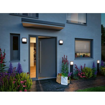 Paulmann 94514 - LED/8,5W IP44 Ρυθμιζόμενο εξωτερικό φωτιστικό με αισθητήρα κίνησης και αισθητήρα λυκόφωτος PADEA 230V ανθρακί