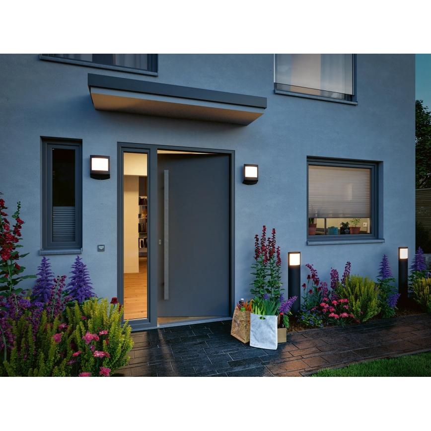 Paulmann 94515 - LED/8,5W IP44 Ρυθμιζόμενο εξωτερικό φωτιστικό με αισθητήρα κίνησης και σούρουπου PADEA 230V ανθρακί