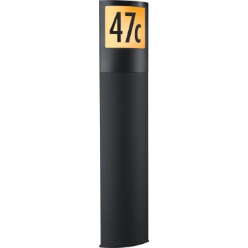 Paulmann 94515 - LED/8,5W IP44 Ρυθμιζόμενος φωτιζόμενος αριθμός οικίας με αισθητήρα κίνησης και λυκόφωτος PADEA 230V ανθρακί