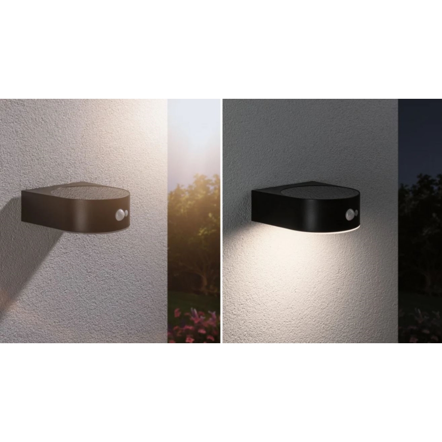 Paulmann 94570 - LED/5,5W IP44 Ηλιακή λάμπα τοίχου με αισθητήρα EILEEN 3,7V 2000 mAh