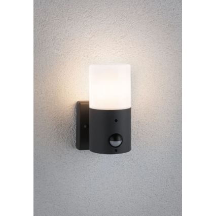 Paulmann 94648 - 1xE27/15W IP44 Φωτιστικό τοίχου εξωτερικού χώρου με αισθητήρα TUBS 230V